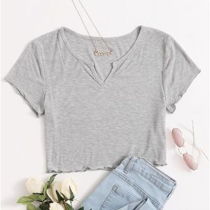 ROMWE Notch Neck Ribbed Crop Top